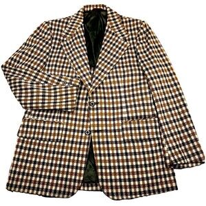 Andhurst Vtg Sport Coat Leisure Suit Plaid Brown 40 42 Preppy Retro 1970s Vegas